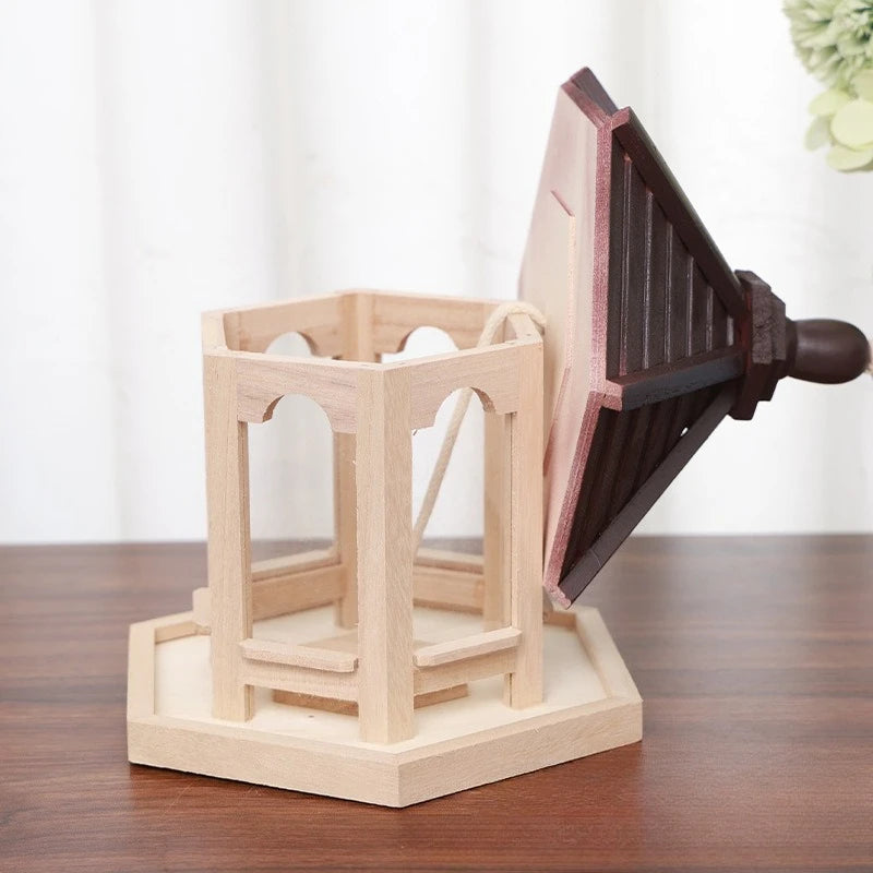 Solid Wood Bird Feeder Wooden Bird House Ornament Pet Automatic Feeder Outdoor Decorative Weaved Hanging Birdhouse Pet Feeding