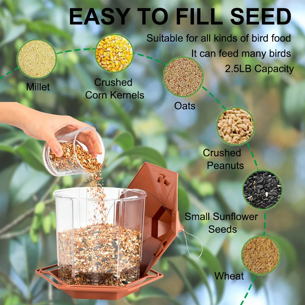 Mangeoire Automatique Pour Oiseaux Avec Plusieurs Trous, Belvédère Extérieur, Maison D'Alimentation Pour Noix, Conteneur De Nourriture Pour Oiseaux, Outil D'Alimentation