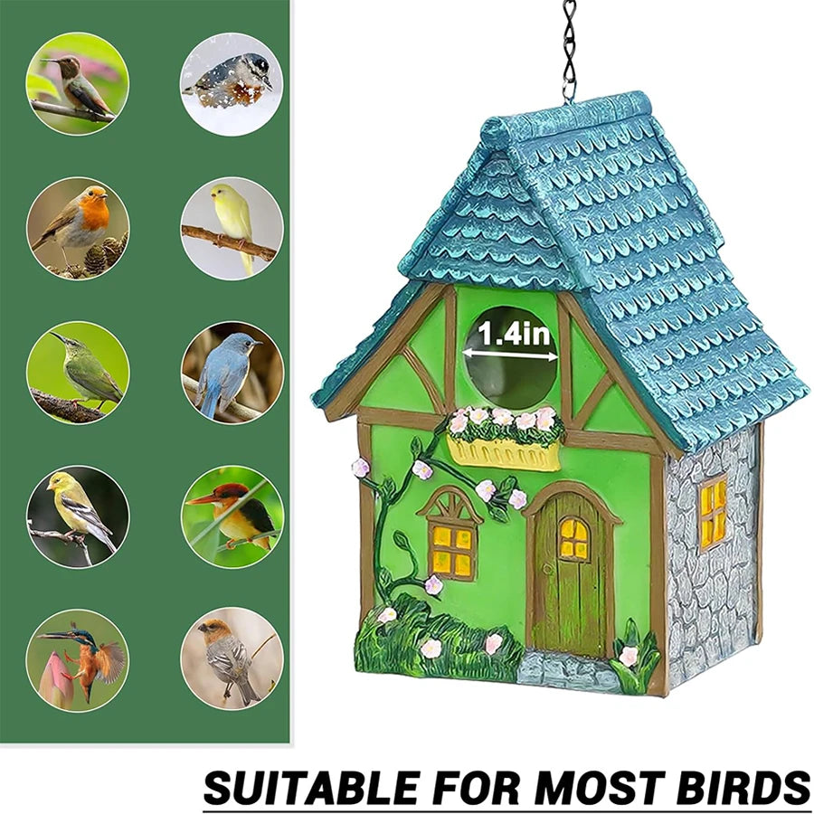 Casier À Oiseaux En Résine Pour L'Extérieur – Cabine De Décoration De Jardin Suspendue, Cadeau Parfait Pour Les Amateurs D'Oiseaux Et Les Petits Oiseaux