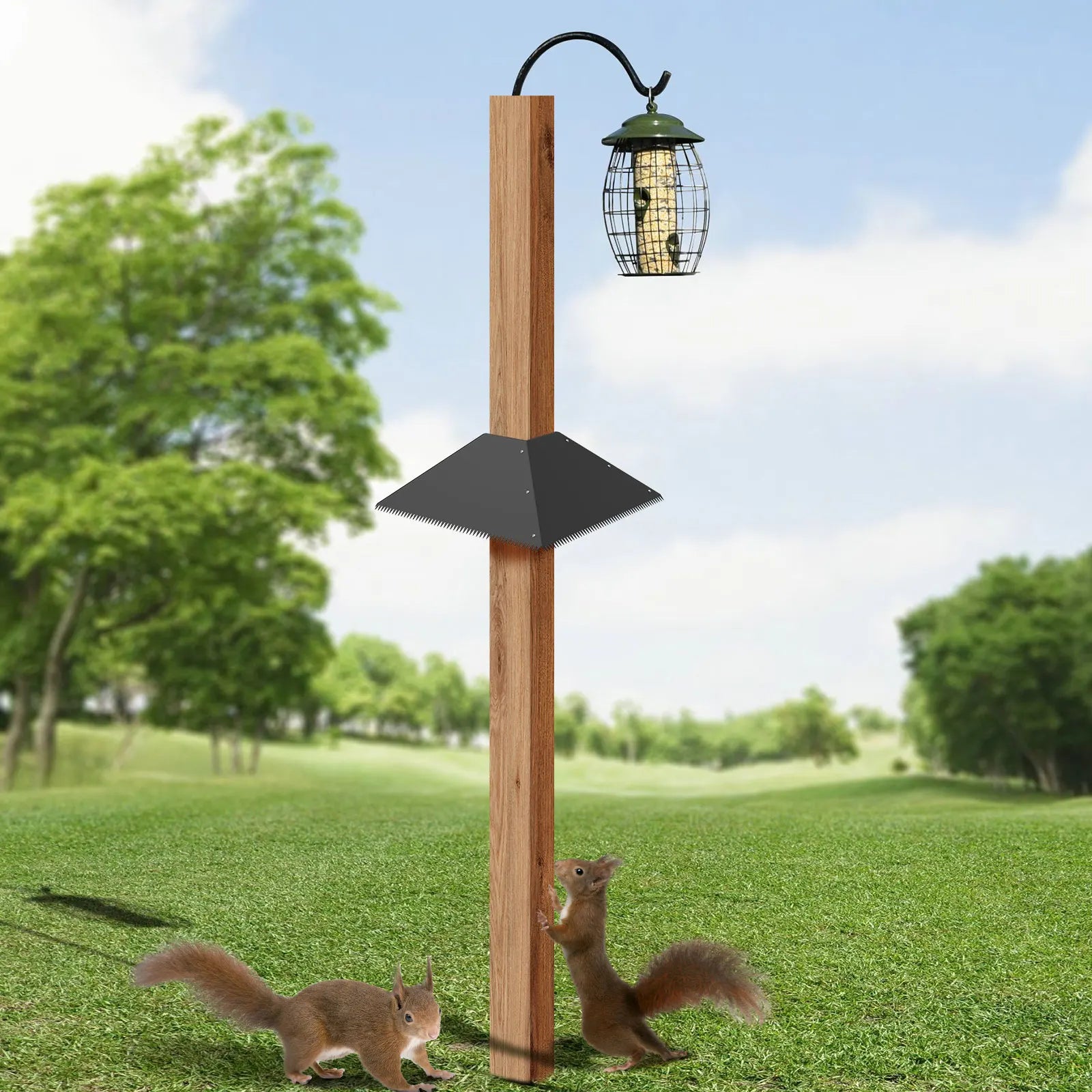 Déflecteur D'Écureuil D'Extérieur En Métal Dentelé, Déflecteur Anti-Écureuil Pour Poteaux D'Alimentation Pour Oiseaux, Protection D'Écureuil Pour Jardin, Patio, Porche 41Cm