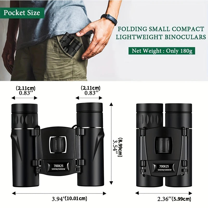 700X25 HD Zoom Portable Jumelles Puissantes Longue Portée BAK4 Télescope Jumelles Pliant FMC Jumelles Pour La Chasse Camping Voyage