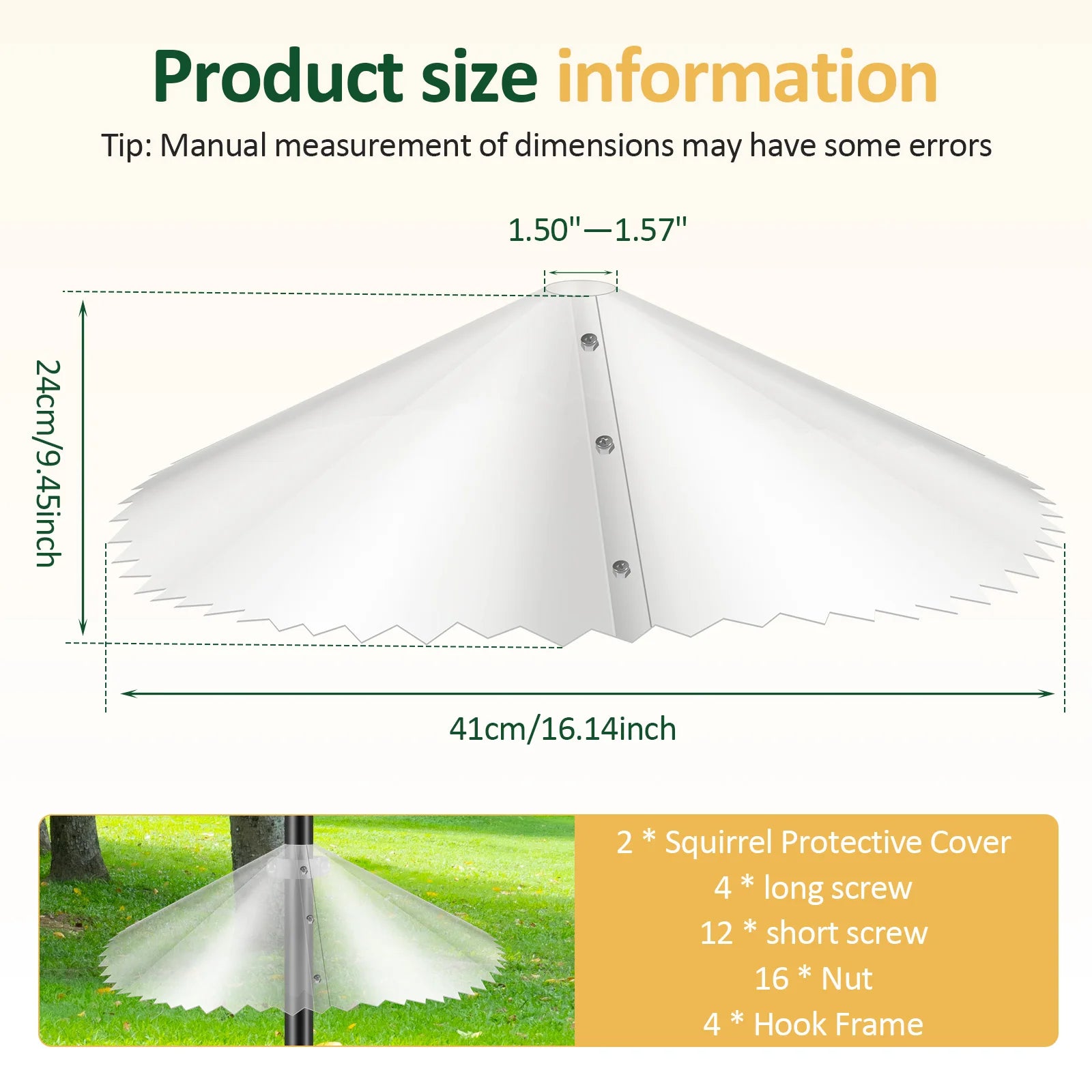 Déflecteur D'Écureuil D'Extérieur En Métal Dentelé, Déflecteur Anti-Écureuil Pour Poteaux D'Alimentation Pour Oiseaux, Protection D'Écureuil Pour Jardin, Patio, Porche 41Cm