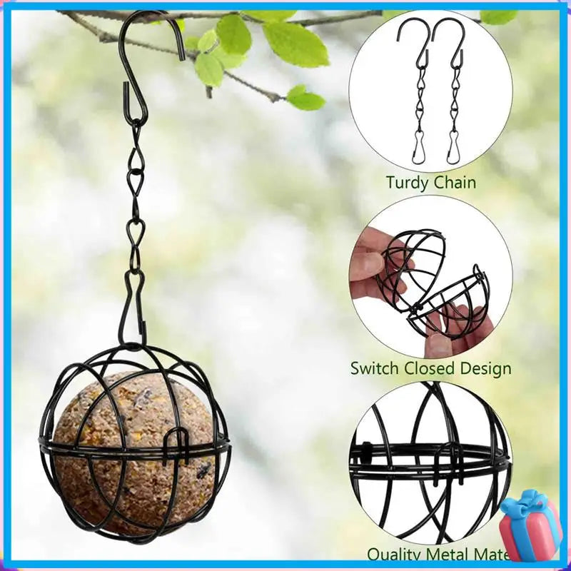 Mangeoires À Grosses Boules Suspendues, 4 Pièces, Mangeoire À Oiseaux En Métal, Support Pour Oiseaux Avec Crochets Pour Jardin Extérieur, Oiseaux De La Faune, Facile À Utiliser