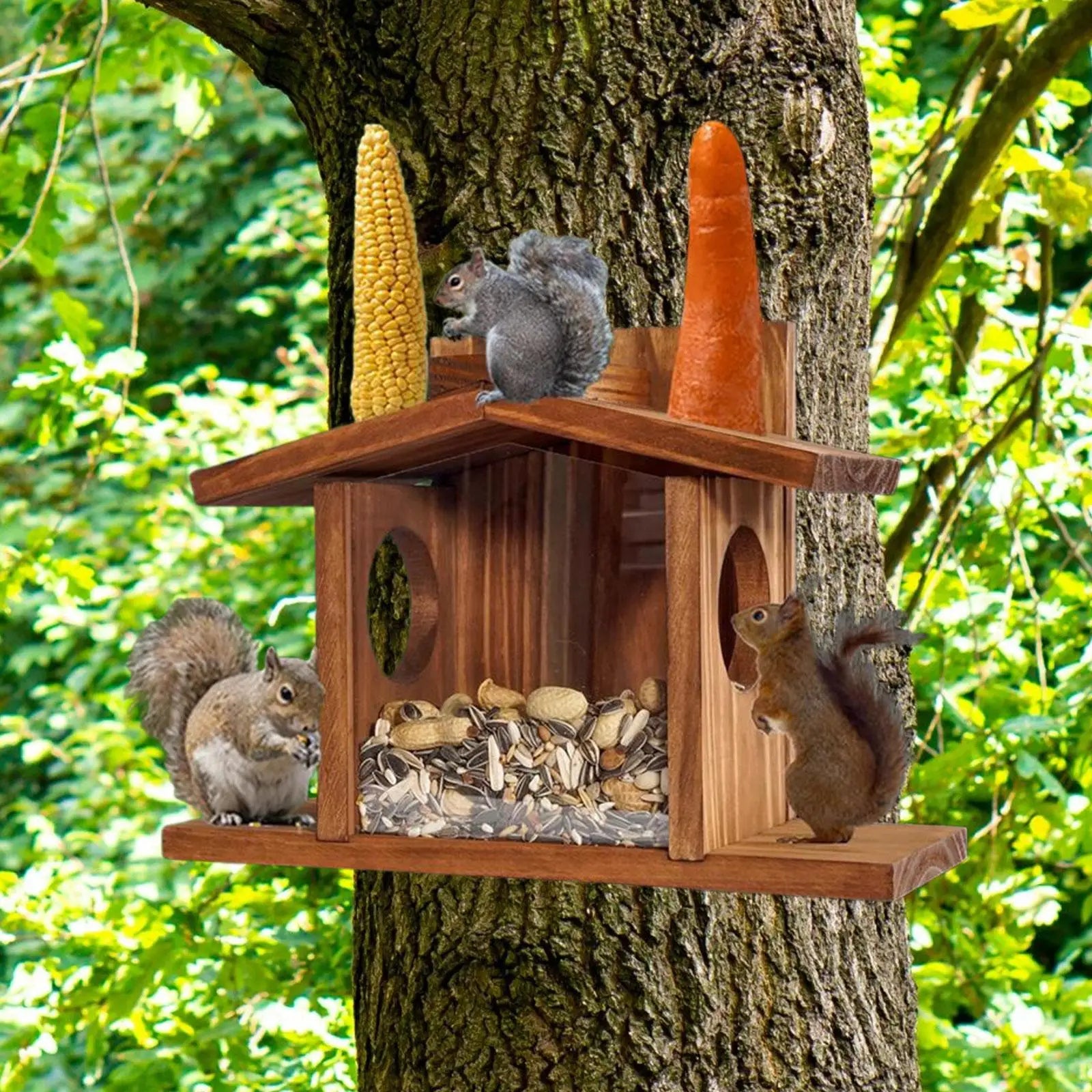 Mangeoire Slaura En Bois, Boîte D'Alimentation Pour Jardin D'Arrière-Cour, Maison Extérieure