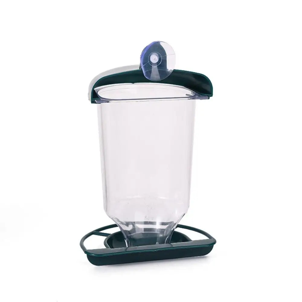 Mangeoire À Oiseaux En Plastique De Grande Capacité, Distributeur De Nourriture Avec Ventouse, Bol D'Eau À Oiseaux Transparent, Jardin