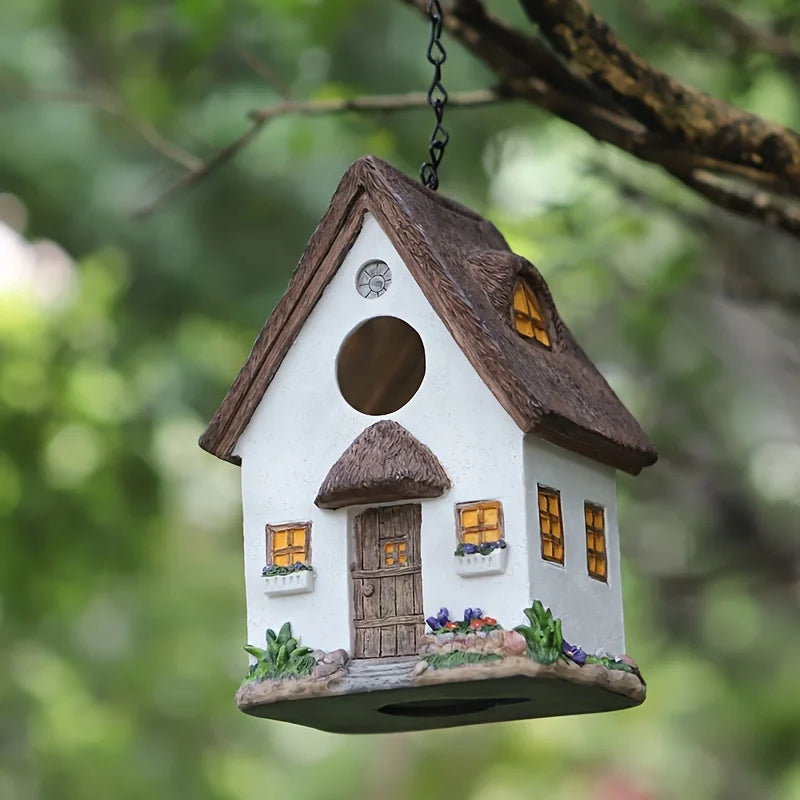 Garden Bird House, Outdoor Hanging Bird Nest, Rustic Cute Birdhouse for Outdoor Decorative Birdhouse