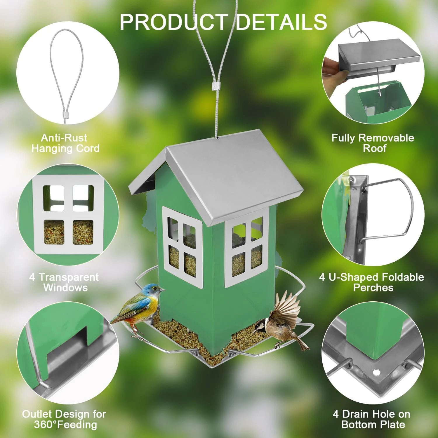 Bird Feeding Device Squirrel Hanging Standing Outdoor Courtyard Garden Bird Feeding House Type Suction Feeding Device Creat