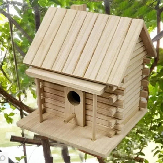 Décoration Extérieure Bois Oiseaux Nid Boîte Bricolage Perroquet Calopsittes Hirondelles Nid Extérieur Toit En Bois Maison D'Oiseau Suspendus Cage À Oiseaux