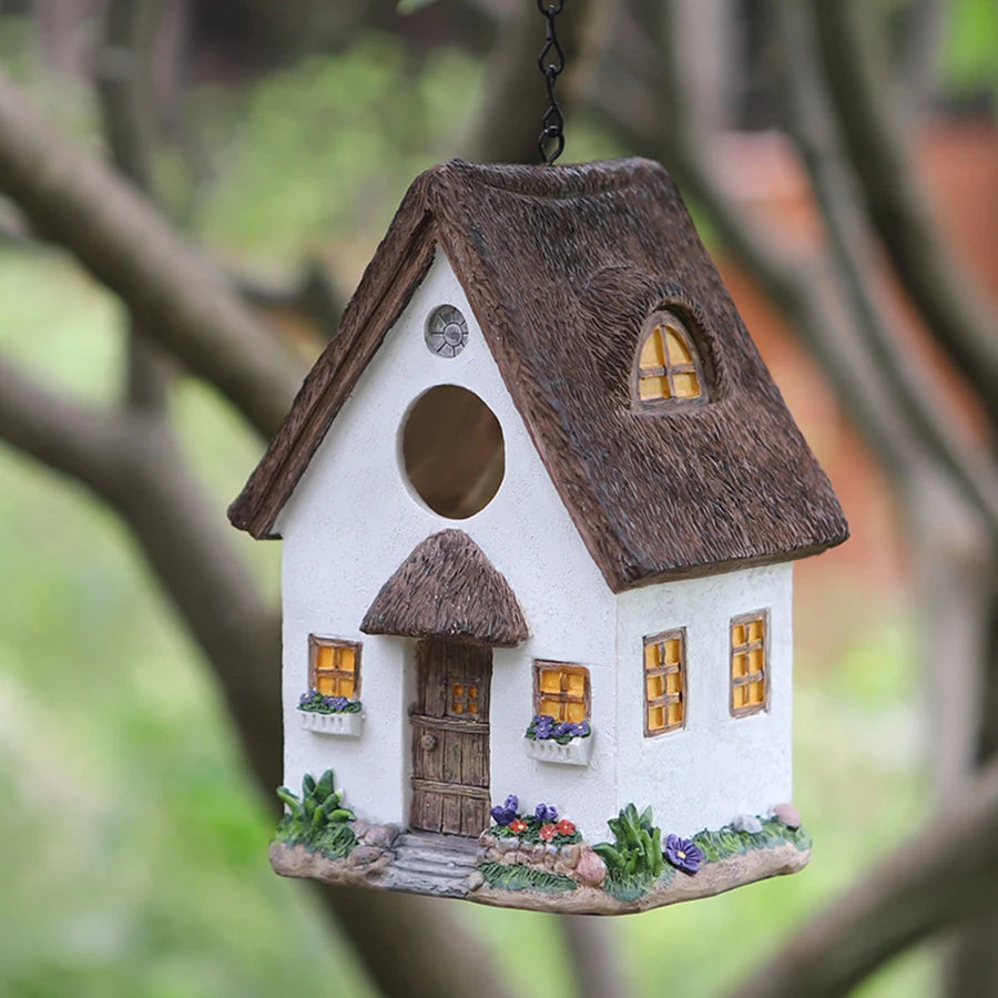 Casier À Oiseaux En Résine Pour L'Extérieur – Cabine De Décoration De Jardin Suspendue, Cadeau Parfait Pour Les Amateurs D'Oiseaux Et Les Petits Oiseaux