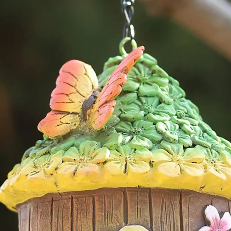 Nid D'Oiseau Suspendu Maison D'Oiseau Résine Décorative Mignon Petites Maisons D'Oiseaux Cottage Suspendu Mini Nid D'Oiseau Cage Pour Jardin D'Arbre D'Hirondelle