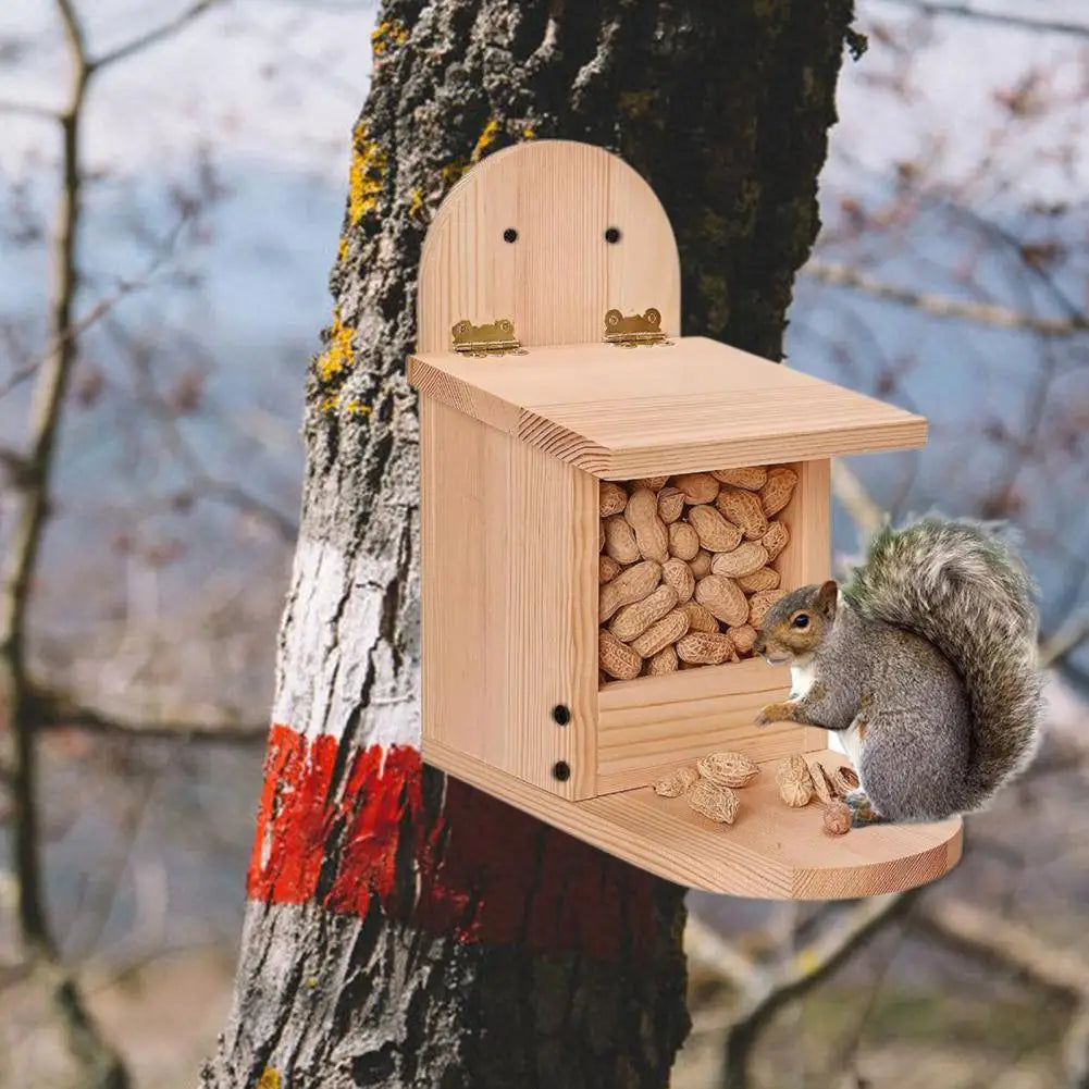Couvercle Amovible D'Alimentation Pour Oiseaux, Conteneur Alimentaire En Bois De Grande Capacité, Écureuil, Fournitures Pour Animaux De Compagnie, Installation Facile