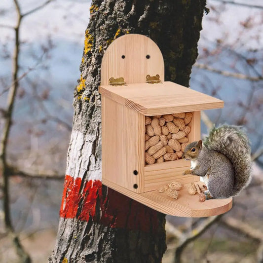 Couvercle Amovible D'Alimentation Pour Oiseaux, Conteneur Alimentaire En Bois De Grande Capacité, Écureuil, Fournitures Pour Animaux De Compagnie, Installation Facile