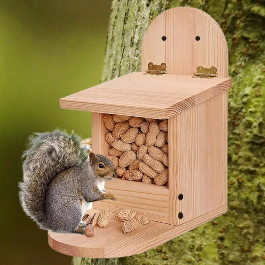 Couvercle Amovible D'Alimentation Pour Oiseaux, Conteneur Alimentaire En Bois De Grande Capacité, Écureuil, Fournitures Pour Animaux De Compagnie, Installation Facile