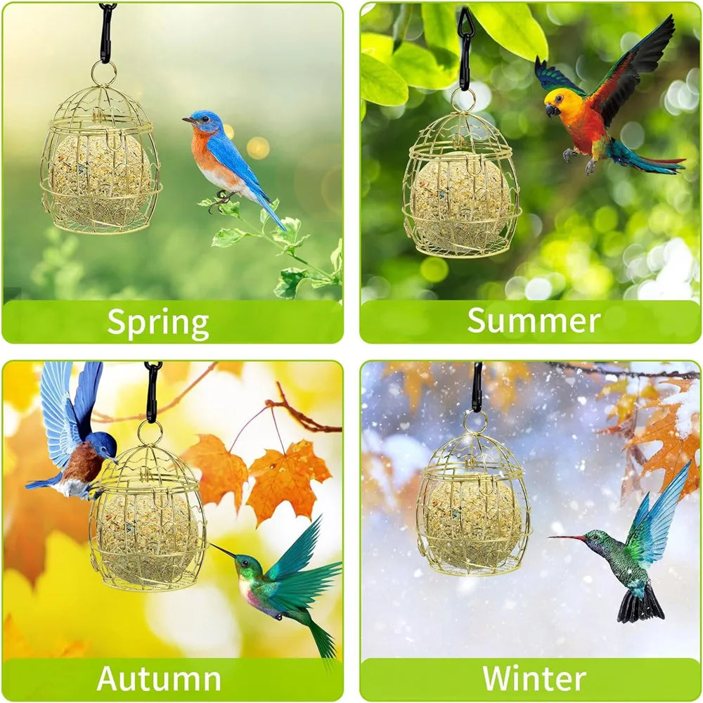 Mangeoire À Oiseaux Suspendue, Support De Boules De Suet Pour L'Alimentation Des Oiseaux, Mangeoire À Oiseaux En Métal, Boule De Graisse, Mangeoires Pour Oiseaux, Boule De Suet Énergétique
