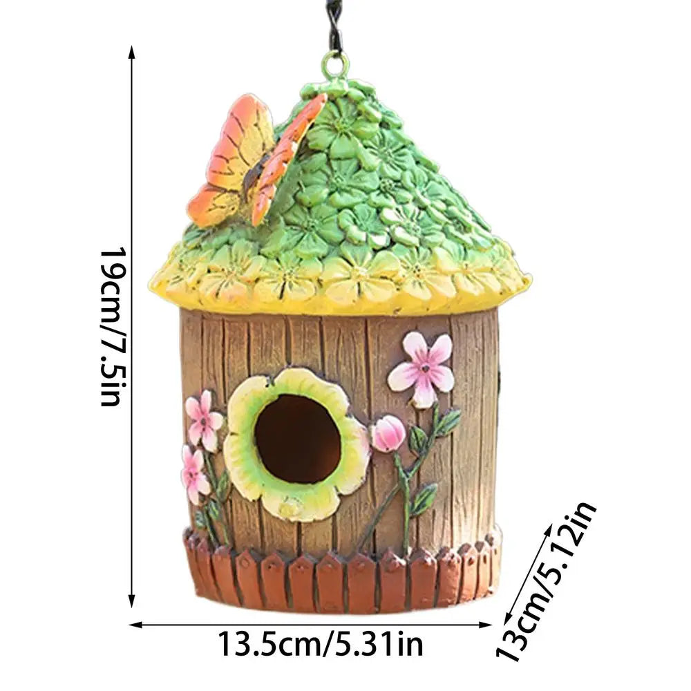 Nid D'Oiseau Suspendu Maison D'Oiseau Résine Décorative Mignon Petites Maisons D'Oiseaux Cottage Suspendu Mini Nid D'Oiseau Cage Pour Jardin D'Arbre D'Hirondelle