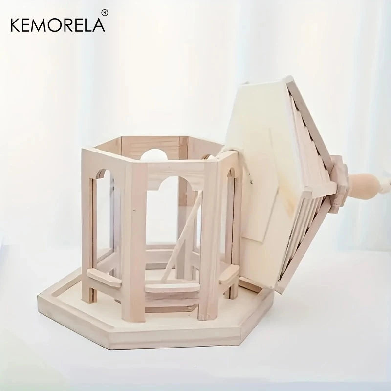 KEMORELA Mangeoire À Oiseaux En Bois Maison 1 Pièces Extérieur Décoratif Tissé Suspendu Maisons À Oiseaux Animal De Compagnie Chambre Cage Système D'Alimentation En Eau