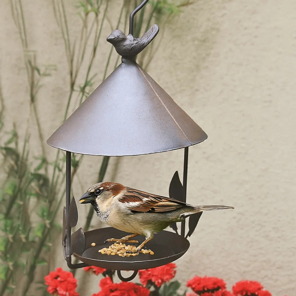 Iron Bird Feeder Rainproof Windproof Bird Food Dispenser Multi-Purpose Hanging Style Bird Water Bowl Hummingbird