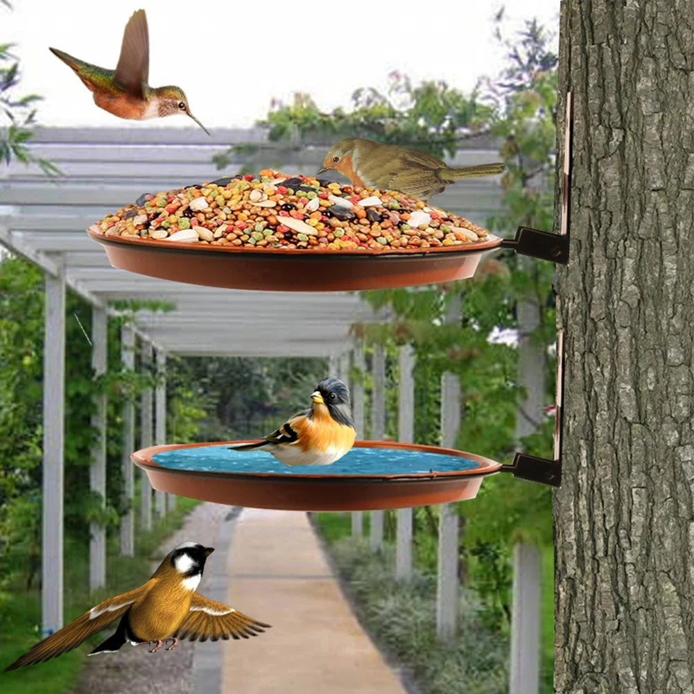 Plateaux D'Alimentation Pour Oiseaux Montés Sur Arbre, Mangeoires Multifonctionnelles Pliables, Balustrade De Balcon De Jardin, Bain D'Oiseaux, Spa Mural, 2 Couches