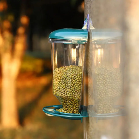Mangeoire À Oiseaux En Plastique De Grande Capacité, Distributeur De Nourriture Avec Ventouse, Bol D'Eau À Oiseaux Transparent, Jardin