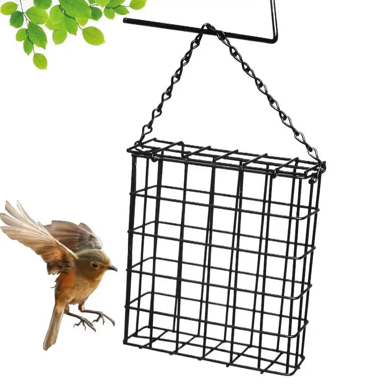 Bloc De Pain Carré Noir Mangeoire À Oiseaux Boule De Graisse En Métal Mangeoire À Fil D'Oiseau Dispositif De Nourriture Pour Oiseaux En Plein Air Cage À Oiseaux Carrée Suspendue