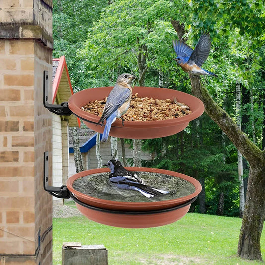 Plateaux D'Alimentation Pour Oiseaux Montés Sur Arbre, Mangeoires Multifonctionnelles Pliables, Balustrade De Balcon De Jardin, Bain D'Oiseaux, Spa Mural, 2 Couches
