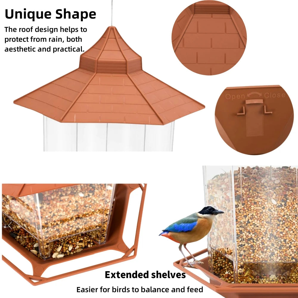 Mangeoire Automatique Pour Oiseaux Avec Plusieurs Trous, Belvédère Extérieur, Maison D'Alimentation Pour Noix, Conteneur De Nourriture Pour Oiseaux, Outil D'Alimentation