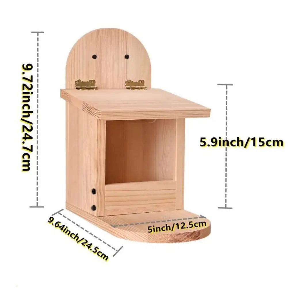 Couvercle Amovible D'Alimentation Pour Oiseaux, Conteneur Alimentaire En Bois De Grande Capacité, Écureuil, Fournitures Pour Animaux De Compagnie, Installation Facile