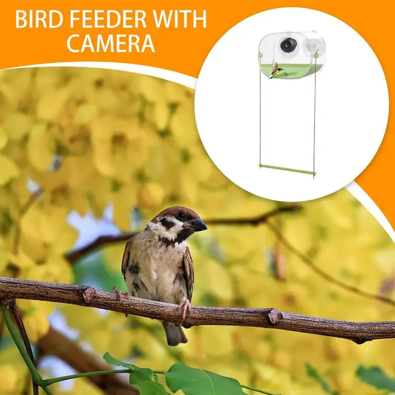 Mangeoire Pour Oiseaux Avec Caméra D'Observation, Ventouse Vidéo, Mangeoire Multifonctionnelle Pour Colibris, Fournitures D'Alimentation Pour Animaux De Compagnie Pour Perruches Conures