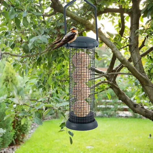 Mangeoire Pour Oiseaux, Boulettes, Support De Boules De Graisse, Distributeur De Nourriture D'Extérieur Pour Petits Oiseaux Sauvages, Station D'Alimentation Suspendue Pour Oiseaux
