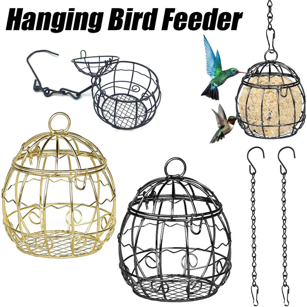Mangeoire À Oiseaux Suspendue, Support De Boules De Suet Pour L'Alimentation Des Oiseaux, Mangeoire À Oiseaux En Métal, Boule De Graisse, Mangeoires Pour Oiseaux, Boule De Suet Énergétique