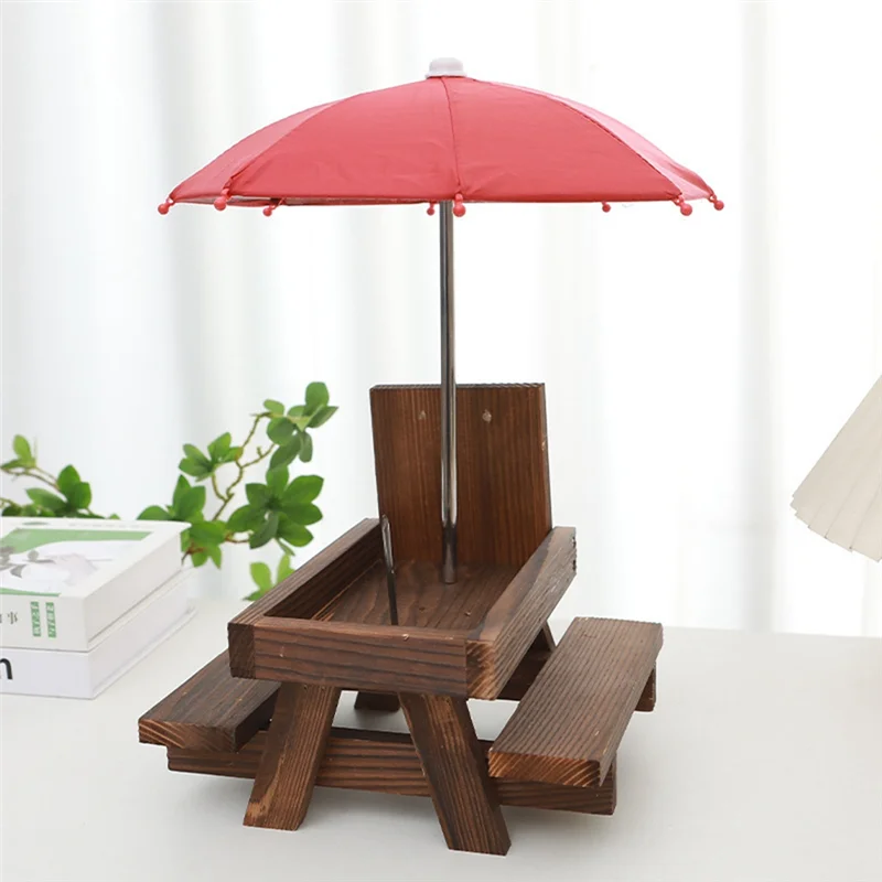 A19I-Alimentation En Bois Pour Écureuil, Oiseau, Table À Manger Pour Animaux De Compagnie, Banc Suspendu, Table D'Alimentation, Mini Parapluie, Ornements