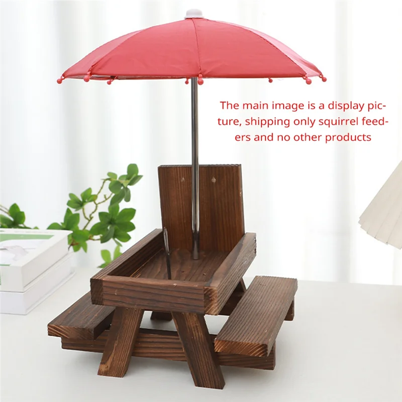 A19I-Alimentation En Bois Pour Écureuil, Oiseau, Table À Manger Pour Animaux De Compagnie, Banc Suspendu, Table D'Alimentation, Mini Parapluie, Ornements