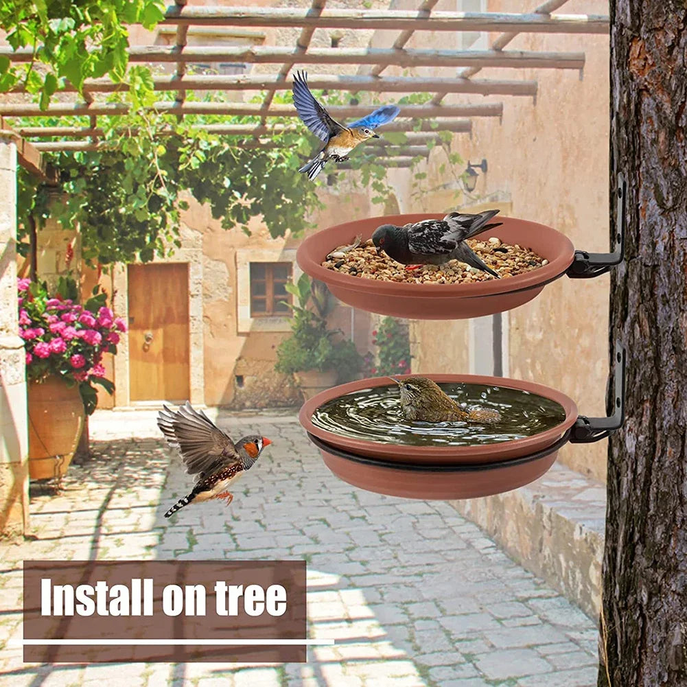 Plateaux D'Alimentation Pour Oiseaux Montés Sur Arbre, Mangeoires Multifonctionnelles Pliables, Balustrade De Balcon De Jardin, Bain D'Oiseaux, Spa Mural, 2 Couches