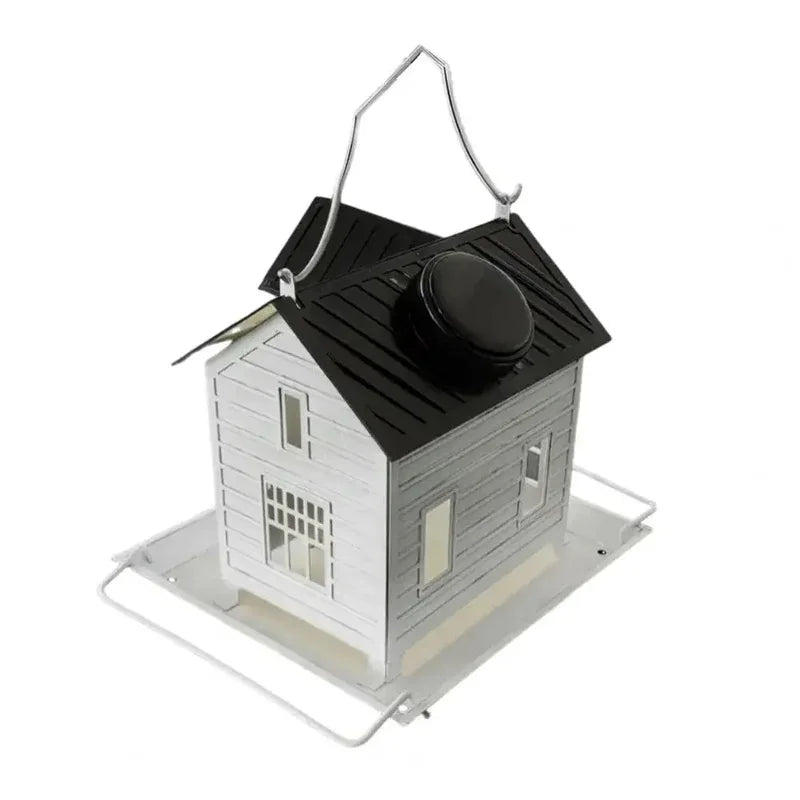 Solar Durable Outdoor Birds Feeder Lantern Weather-Proof Hanging Metal Feeding House Charming Solar-Powered Bird Feeder