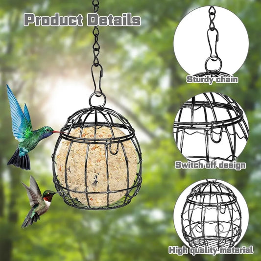 Mangeoire À Oiseaux Suspendue, Support De Boules De Suet Pour L'Alimentation Des Oiseaux, Mangeoire À Oiseaux En Métal, Boule De Graisse, Mangeoires Pour Oiseaux, Boule De Suet Énergétique