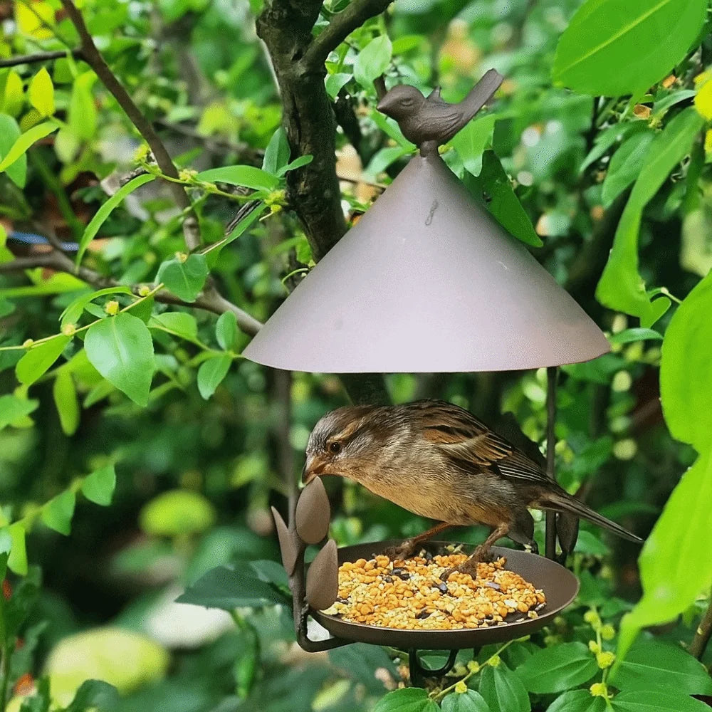 Iron Bird Feeder Rainproof Windproof Bird Food Dispenser Multi-Purpose Hanging Style Bird Water Bowl Hummingbird
