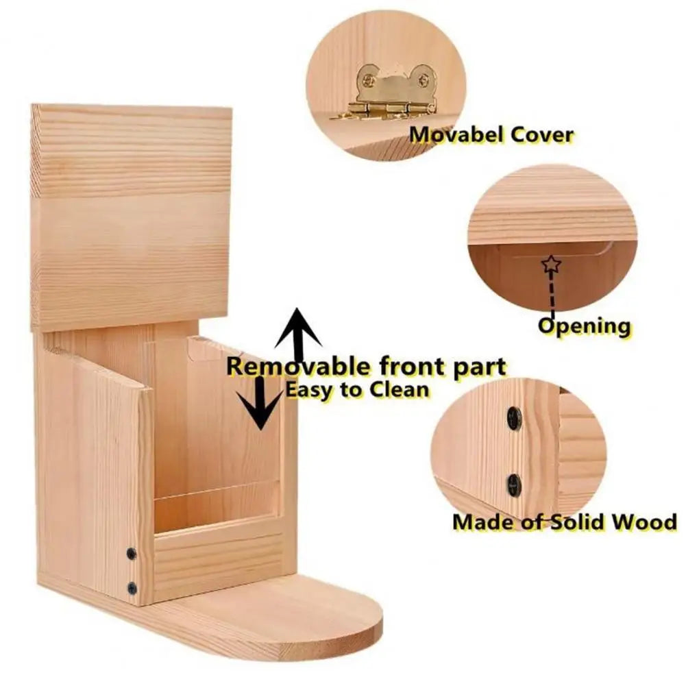 Couvercle Amovible D'Alimentation Pour Oiseaux, Conteneur Alimentaire En Bois De Grande Capacité, Écureuil, Fournitures Pour Animaux De Compagnie, Installation Facile