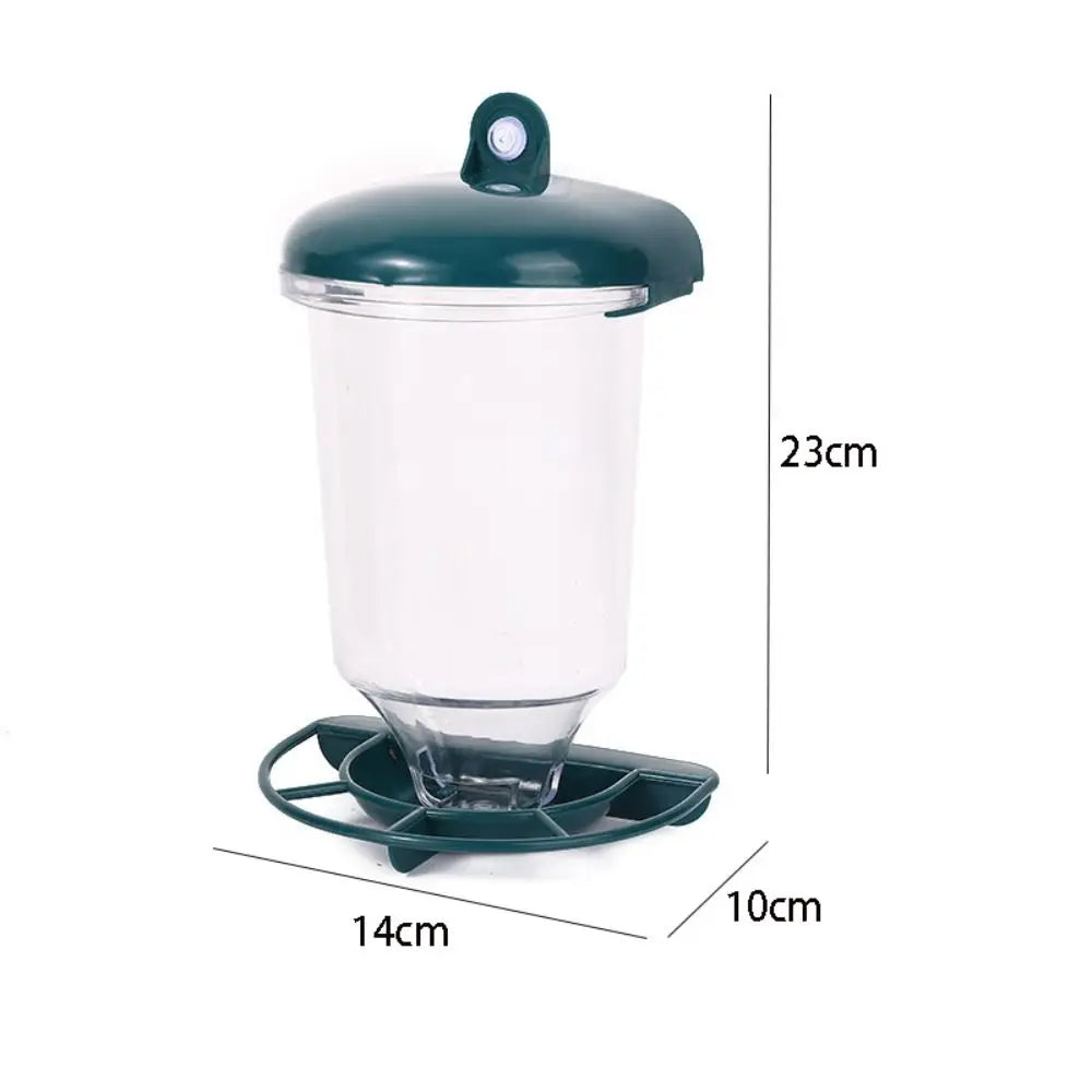 Mangeoire À Oiseaux En Plastique De Grande Capacité, Distributeur De Nourriture Avec Ventouse, Bol D'Eau À Oiseaux Transparent, Jardin