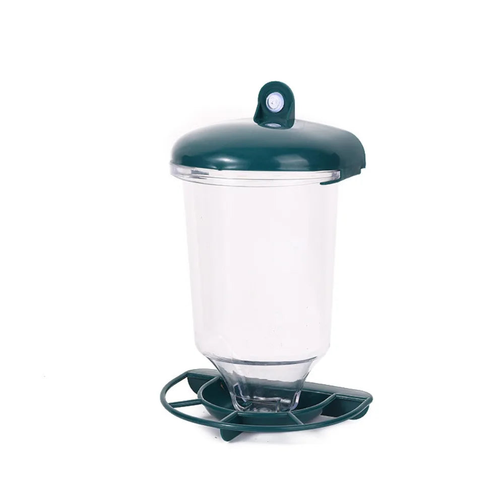 Mangeoire À Oiseaux En Plastique De Grande Capacité, Distributeur De Nourriture Avec Ventouse, Bol D'Eau À Oiseaux Transparent, Jardin