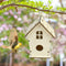 Nid De Maison D'Oiseau En Bois Naturel, Bricolage Créatif, Artisanat Fait À La Main, Boîte Simulée Décorative Pour Bluebird Finch Wren Chickadee
