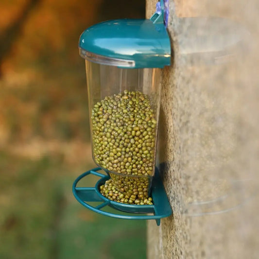Mangeoire À Oiseaux En Plastique De Grande Capacité, Distributeur De Nourriture Avec Ventouse, Bol D'Eau À Oiseaux Transparent, Jardin