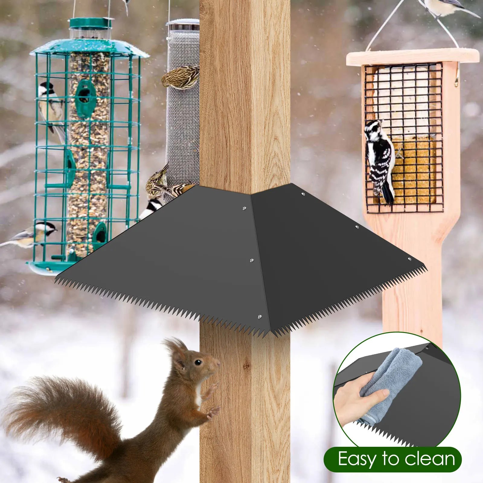 Déflecteur D'Écureuil D'Extérieur En Métal Dentelé, Déflecteur Anti-Écureuil Pour Poteaux D'Alimentation Pour Oiseaux, Protection D'Écureuil Pour Jardin, Patio, Porche 41Cm