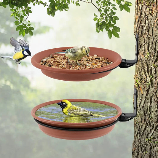 Plateaux D'Alimentation Pour Oiseaux Montés Sur Arbre, Mangeoires Multifonctionnelles Pliables, Balustrade De Balcon De Jardin, Bain D'Oiseaux, Spa Mural, 2 Couches