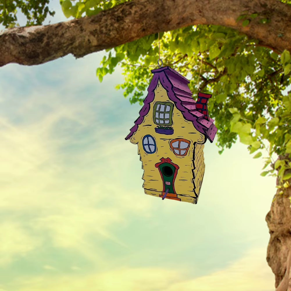 Wooden Bird House with Perch Cute Small Nesting Box Breathable Warm Bird Resting Place for Home Garden Patio Decor