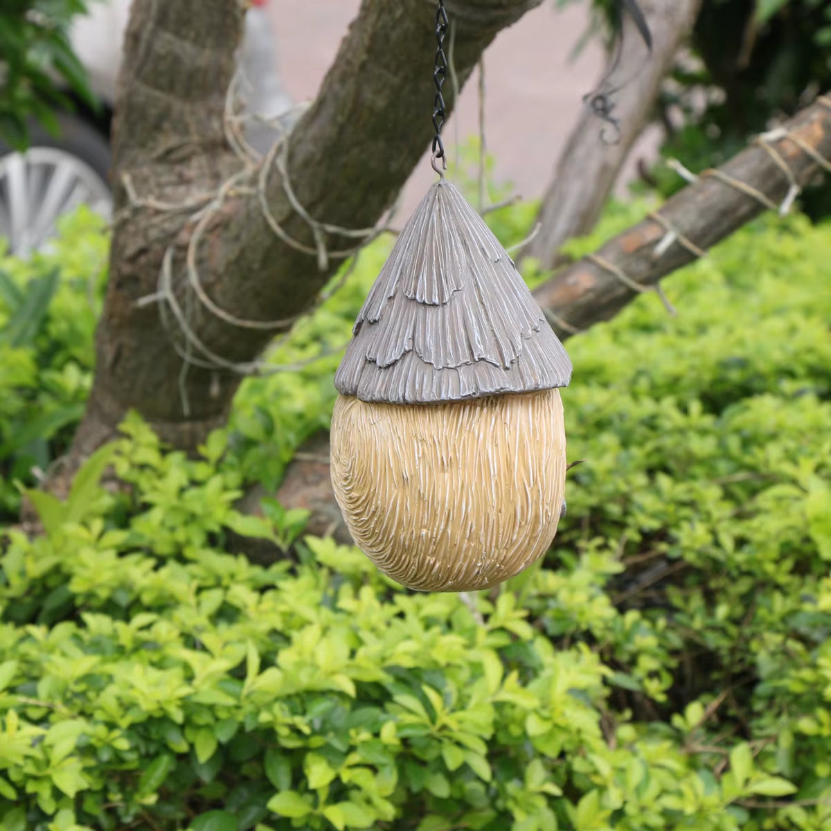 1Pc Whimsical Bird Nest Hanging Ornament - Unique Outdoor Garden Yard Decoration, Durable Bird House, Cozy Winter Warm Bird Nest