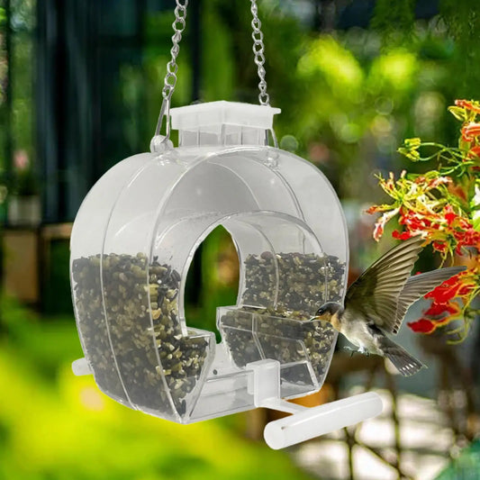 Mangeoires De Fenêtre En Acrylique Transparent, Mangeoires Pour Oiseaux Sauvages, Pour Suspension Extérieure, Jardin, Cour, Avec Chaîne Suspendue