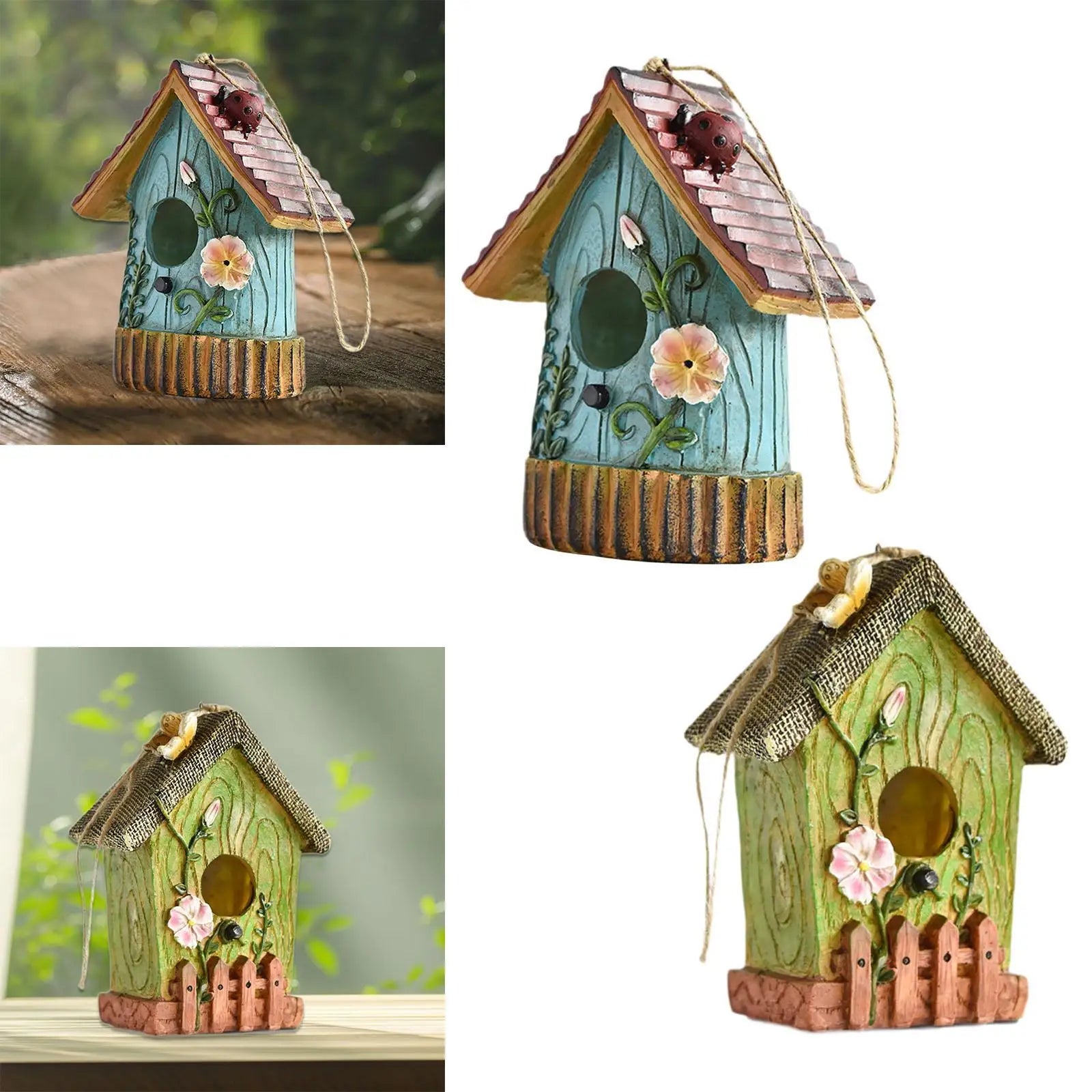 Maison À Oiseaux Suspendue, Cabane À Oiseaux De Campagne En Plein Air Pour Clôture, Patio, Arrière-Cour