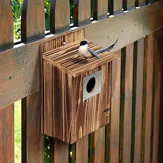 Une Maison À Oiseaux En Bois Facile À Nettoyer Et À Remplir: La Porte D'Entrée De La Maison À Oiseaux En Bois Peut Être Ouverte Pour Un Nettoyage Facile De Resi T6U8