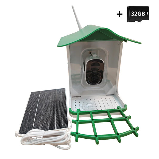 Mangeoire À Oiseaux Intelligente À Énergie Solaire Avec Caméra, Vue En Direct HD Et Alertes Instantanées, Conception Résistante Aux Intempéries IP66, Cadeau Idéal Pour L'Observation Des Oiseaux
