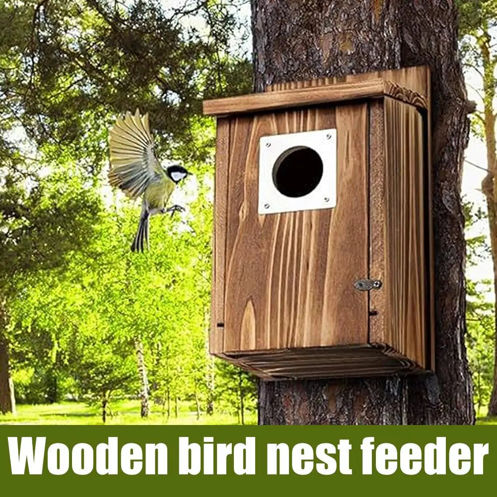 Une Maison À Oiseaux En Bois Facile À Nettoyer Et À Remplir: La Porte D'Entrée De La Maison À Oiseaux En Bois Peut Être Ouverte Pour Un Nettoyage Facile De Resi T6U8